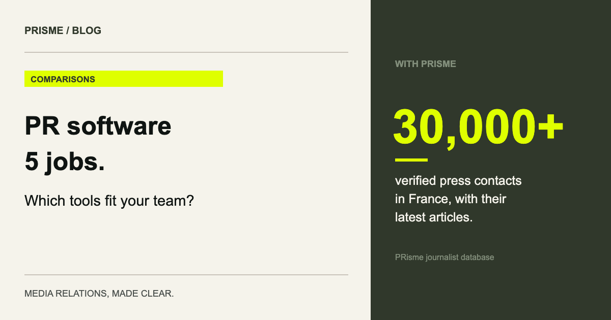 30,000+ verified press contacts in France, with their latest articles. (PRisme journalist database)